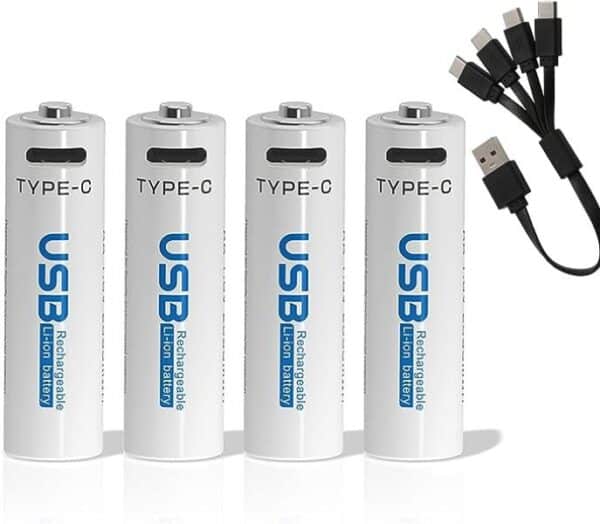 AiVR USB Rechargeable Batteries 4pc AAA