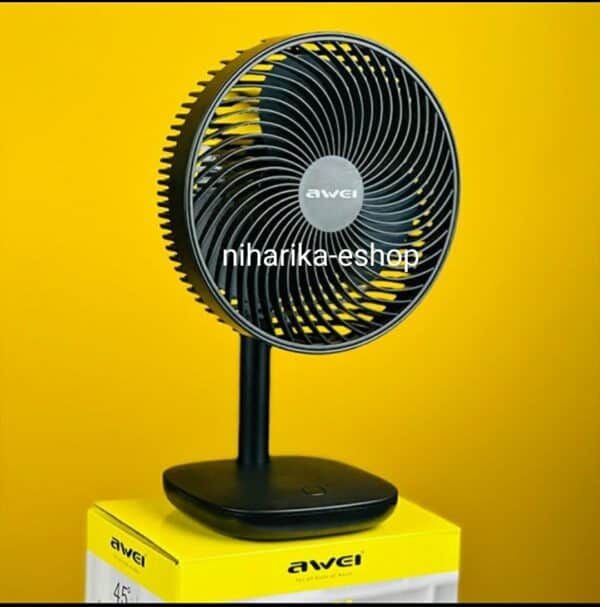 Awei F23 Portable USB Rechargeable Desk Fan (4000mAh)- Black Color - Image 2