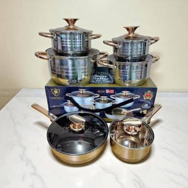 Kaisa Villa KV-6618 12pcs Stainless Steel Cookware Set with 9-Layer Induction Base
