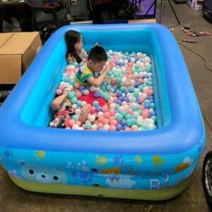 Sangda Three-Ring Rectangular Inflatable Pool with electric Pump – 210 cm